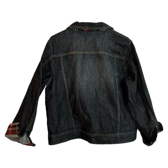 Coldwater Creek Blue Denim Jacked with Plaid Trim, Petite Large, Pre-owned - Picture 2 of 5
